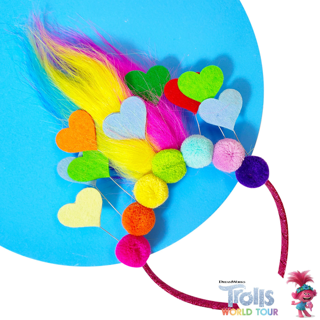 LUV HER Kids' Trolls World Tour Headband with Wig - Non-Toxic Costume Accessory for Girls