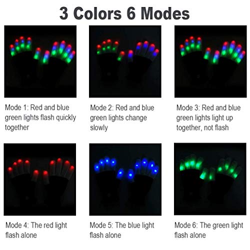 Luwint LED Light Up Gloves – Flashing Sensory Toys with 6 Modes, for Kids Teens Adults