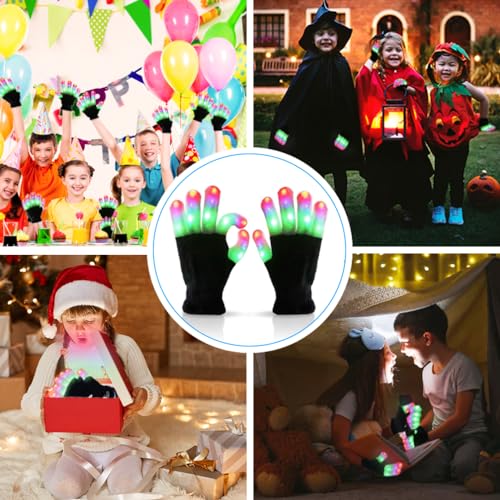 Luwint LED Light Up Gloves – Flashing Sensory Toys with 6 Modes, for Kids Teens Adults