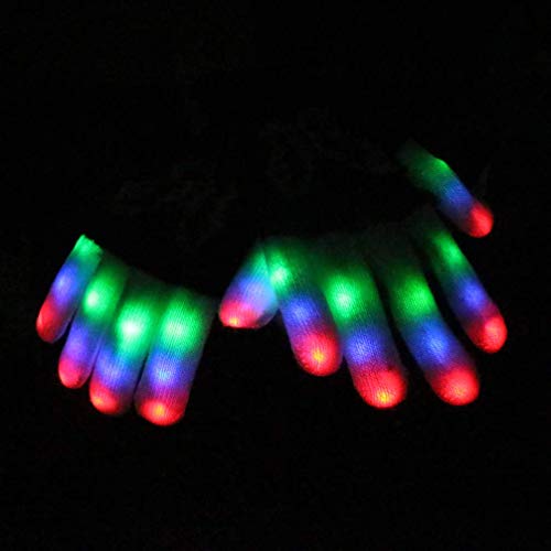 Luwint LED Light Up Gloves for Kids - Glow Finger Lights with 6 Modes, Soft Knit, Batteries Included