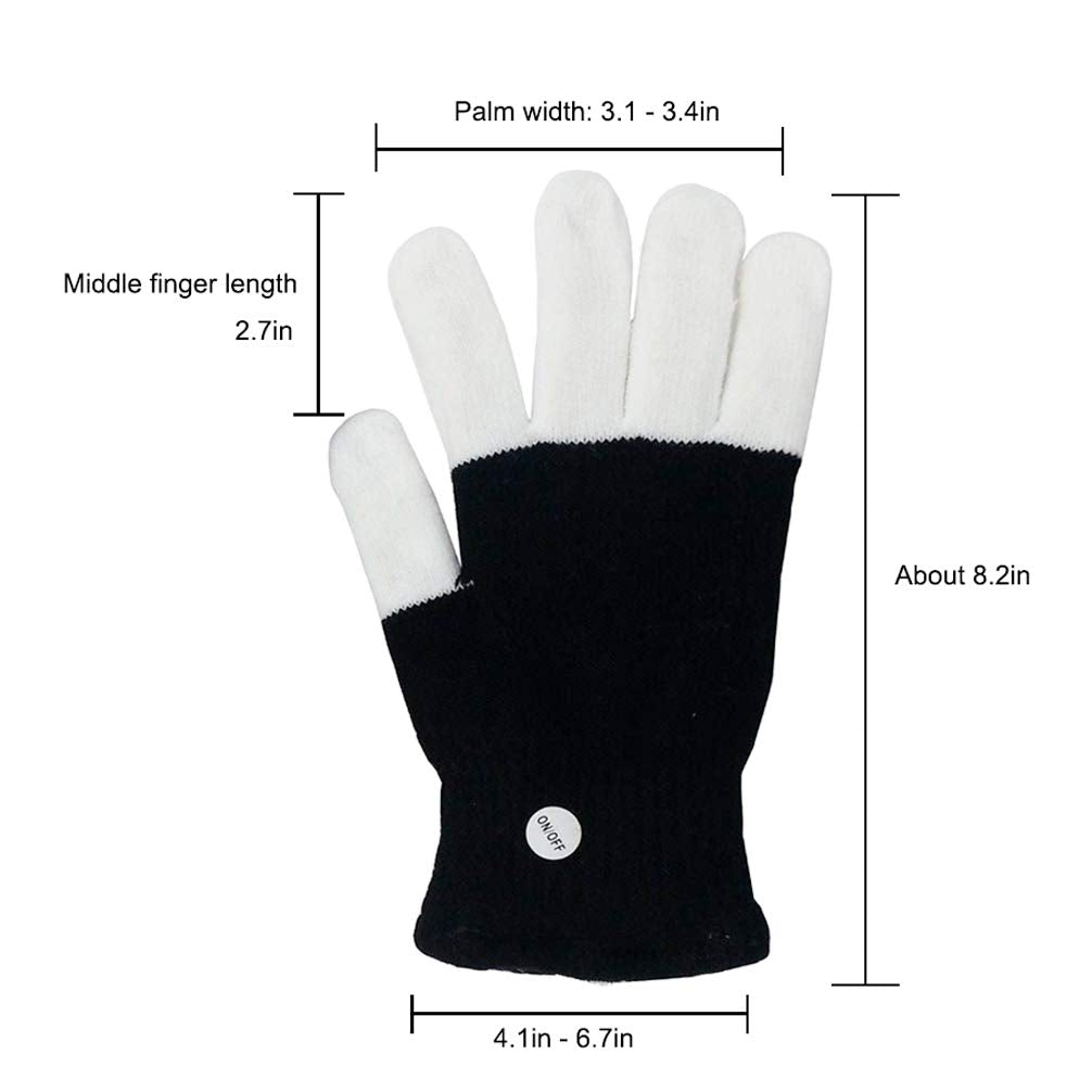 Luwint LED Light Up Gloves for Kids - Glow in the Dark Finger Lights with 6 Modes, 3 Sizes