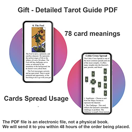 Luxury Gold Foil Tarot Deck – Rimless Borderless Design, Waterproof PVC, 78 Cards with Guidebook for Beginners