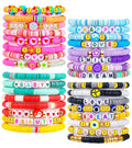 LUYI Preppy Clay Bead Bracelet Set – 32 Colorful Stackable Stretch Bracelets for Women