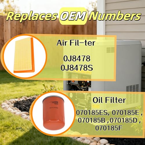 Lvdrwi 6485 Maintenance Kit for Generac 16-26KW Air-Cooled Standby Generators, 999CC Engine - 1 Air Filter, 1 Oil Filter, 2 Spark Plugs