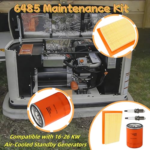 Lvdrwi 6485 Maintenance Kit for Generac 16-26KW Air-Cooled Standby Generators, 999CC Engine - 1 Air Filter, 1 Oil Filter, 2 Spark Plugs
