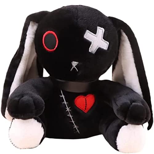 LVQING Black Plush Bunny Toy - 9.8 Inch Scary Rabbit Stuffed Animal for Halloween, Easter, Christmas Gift