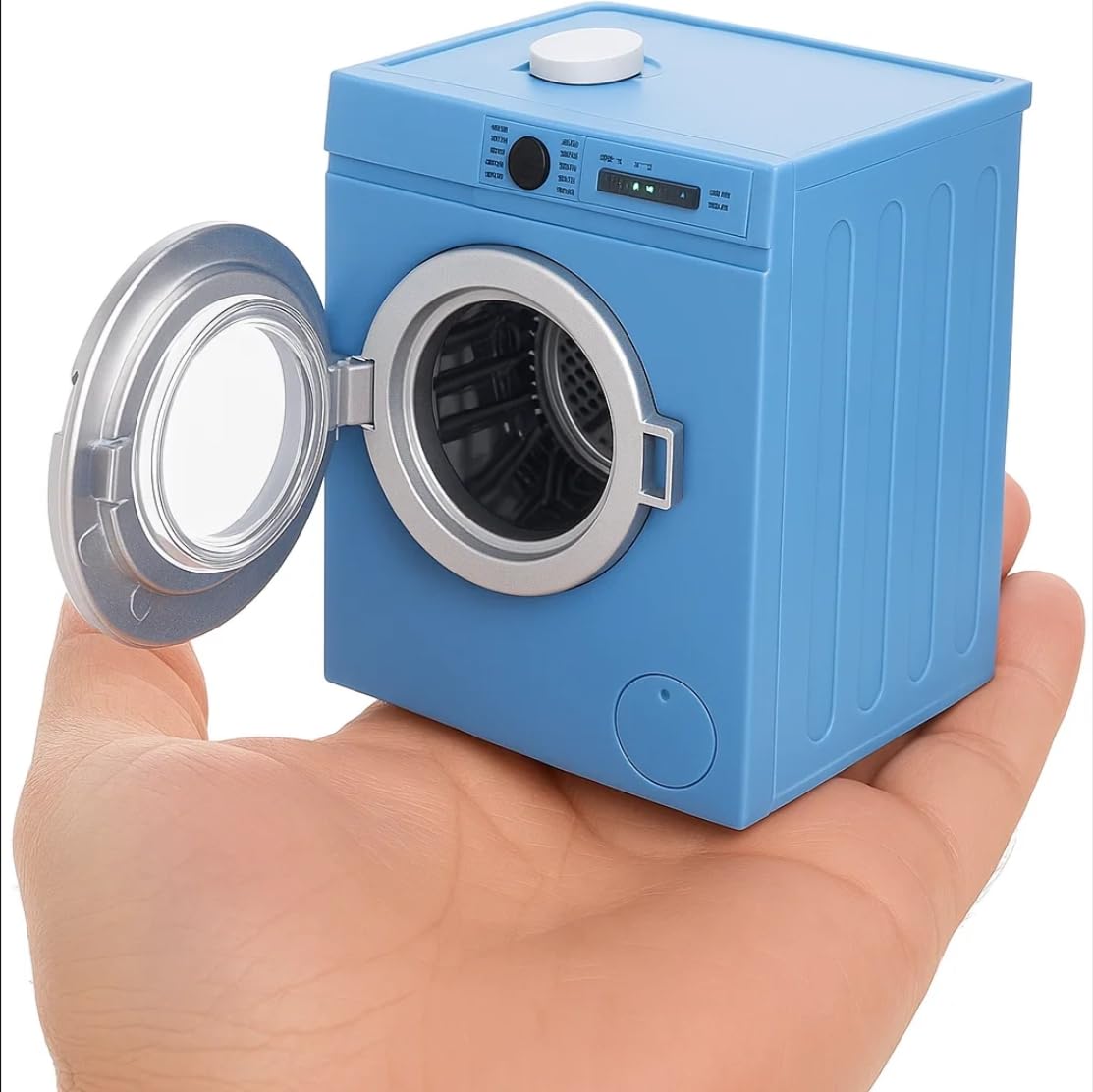 Lynkaye 1:12 Dollhouse Miniature Washing Machine with Rotating Drum - Blue