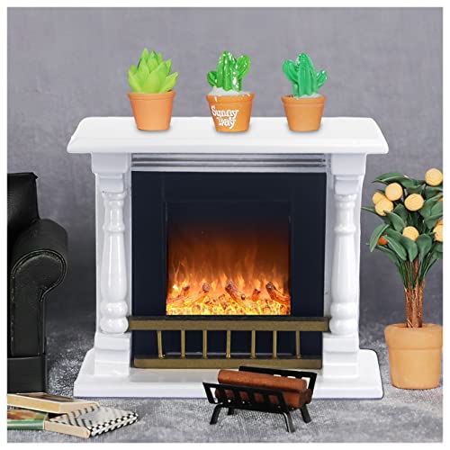 Lynkaye 1:12 Scale Wooden Neoclassical Fireplace for Dollhouse Living Room Decor