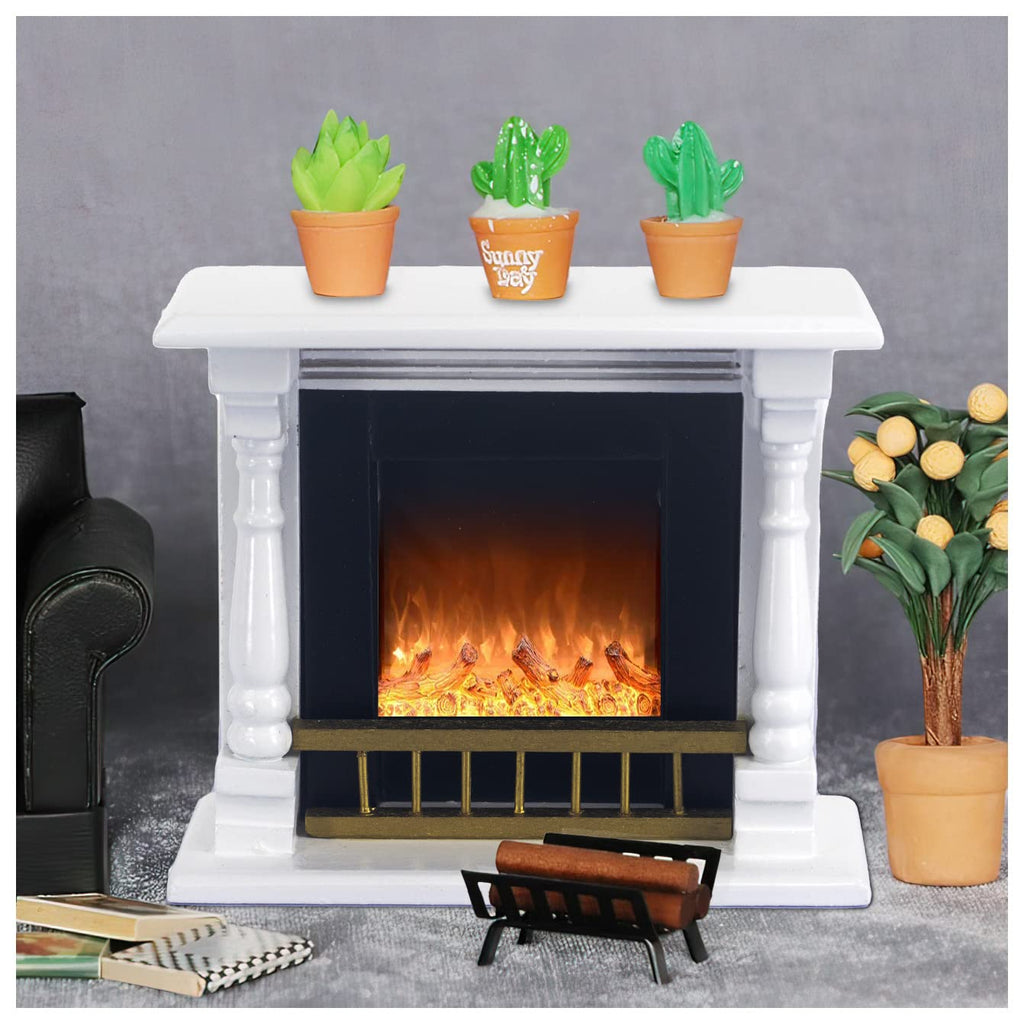 Lynkaye 1:12 Scale Wooden Neoclassical Fireplace for Dollhouse Living Room Decor