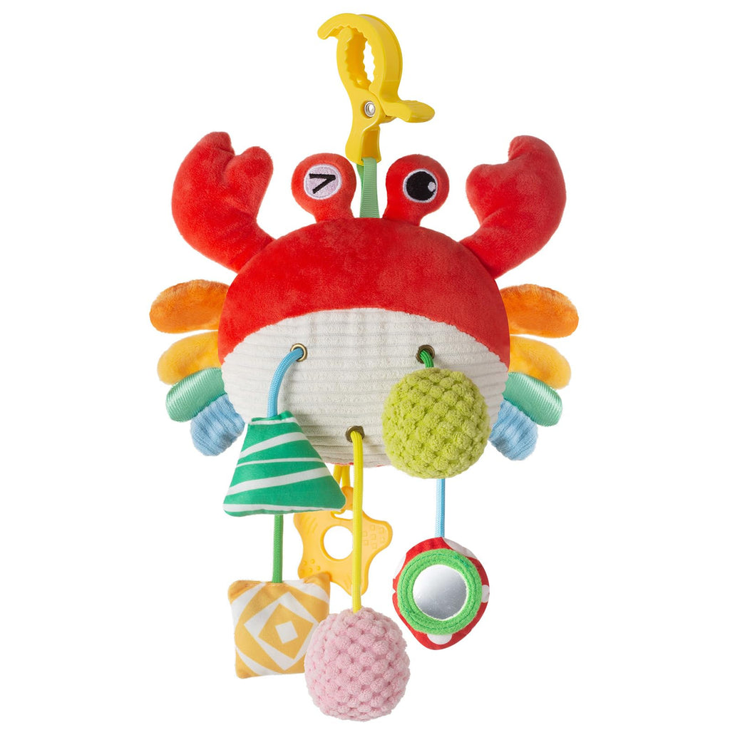 Lynncare Car Seat Toy: Hanging Stroller Clip Toy with Drawstrings, Rattle, Bell, Mirror, and Teether for Infants