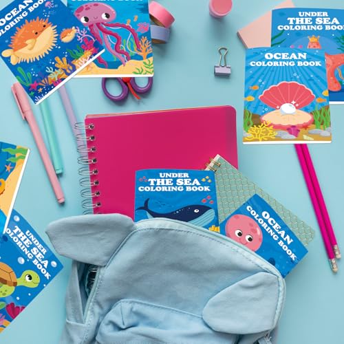Lyosehy 24 Under the Sea Mini Coloring Books for Kids - Bulk Party Favors with Ocean Creatures and Maze Games