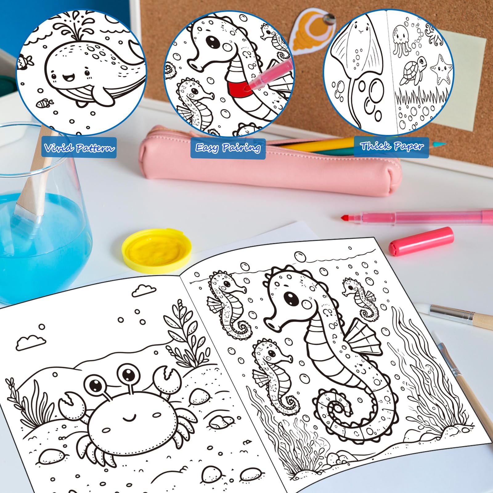 Lyosehy 24 Under the Sea Mini Coloring Books for Kids - Bulk Party Favors with Ocean Creatures and Maze Games