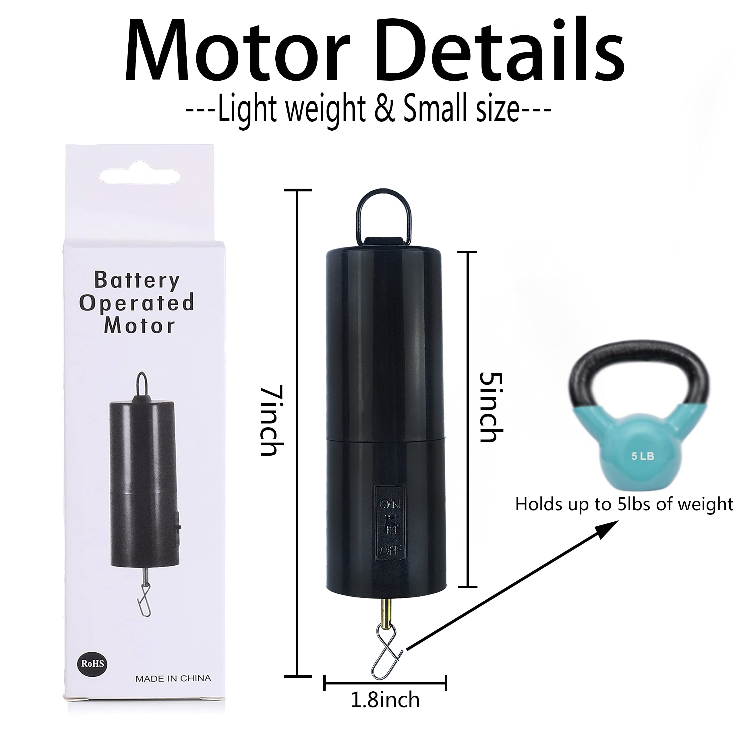 LZAOA Battery-Operated Wind Spinner Motor – 20 RPM Rotating Display for Wind Spinners, Disco Balls & Yard Decor
