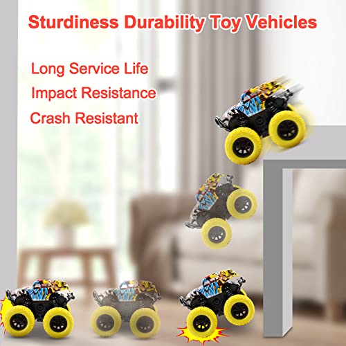 M SANMERSEN 2-Pack Monster Truck Toys – 360° Rotating Stunt Cars, Friction Powered, No Batteries Needed for Kids Ages 3-6