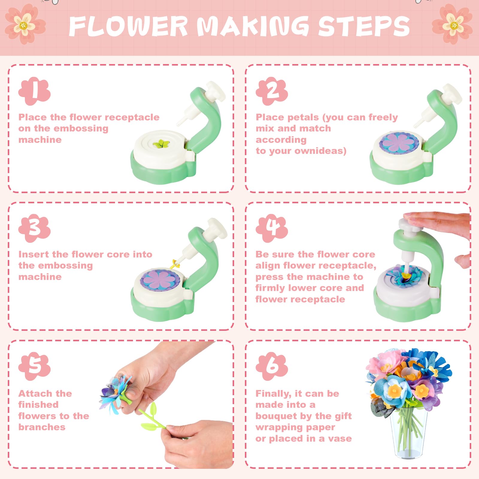 M SANMERSEN DIY Flower Bouquet Craft Kit for Kids Ages 4-12 – Creative Arts & Crafts Set
