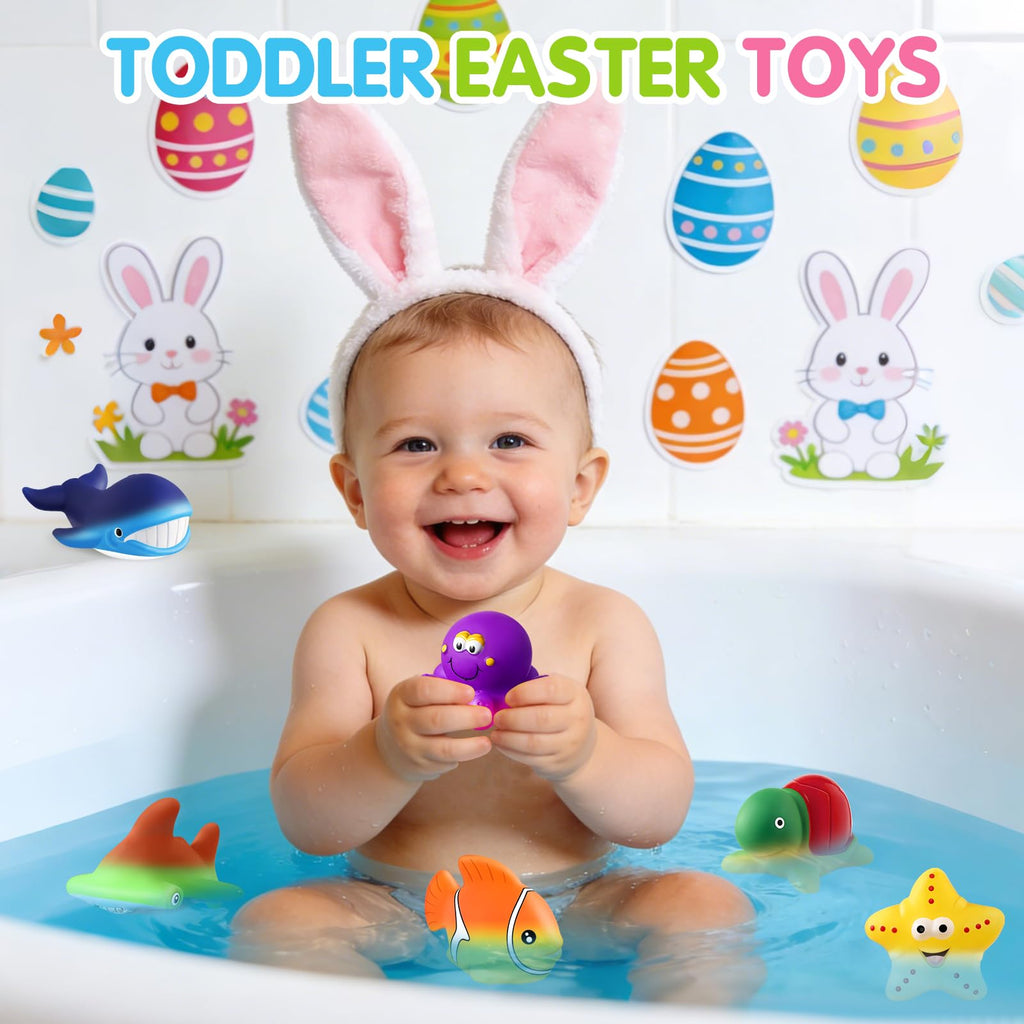 MACALOCA Color Changing No Hole Bath Toys - 6 Sea Animals with Drying Bag