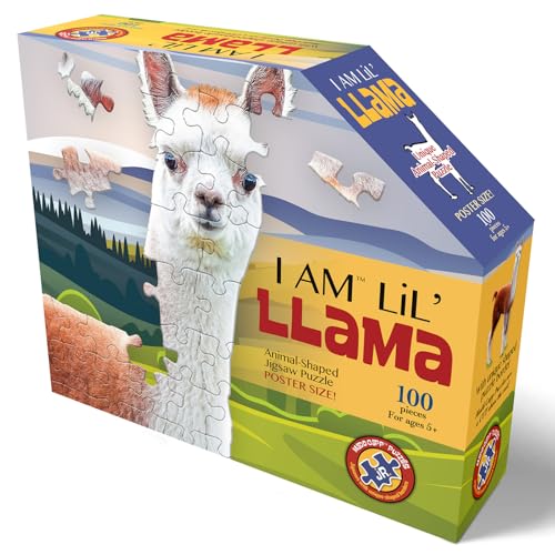 Madd Capp LiL' LLAMA 100-Piece Animal-Shaped Jigsaw Puzzle – Oversized Pieces, Poster Size 22x33 inches, Ages 5+