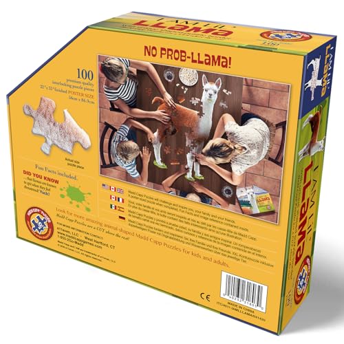 Madd Capp LiL' LLAMA 100-Piece Animal-Shaped Jigsaw Puzzle – Oversized Pieces, Poster Size 22x33 inches, Ages 5+