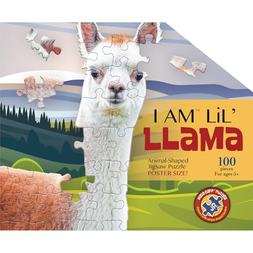 Madd Capp LiL' LLAMA 100-Piece Animal-Shaped Jigsaw Puzzle – Oversized Pieces, Poster Size 22x33 inches, Ages 5+