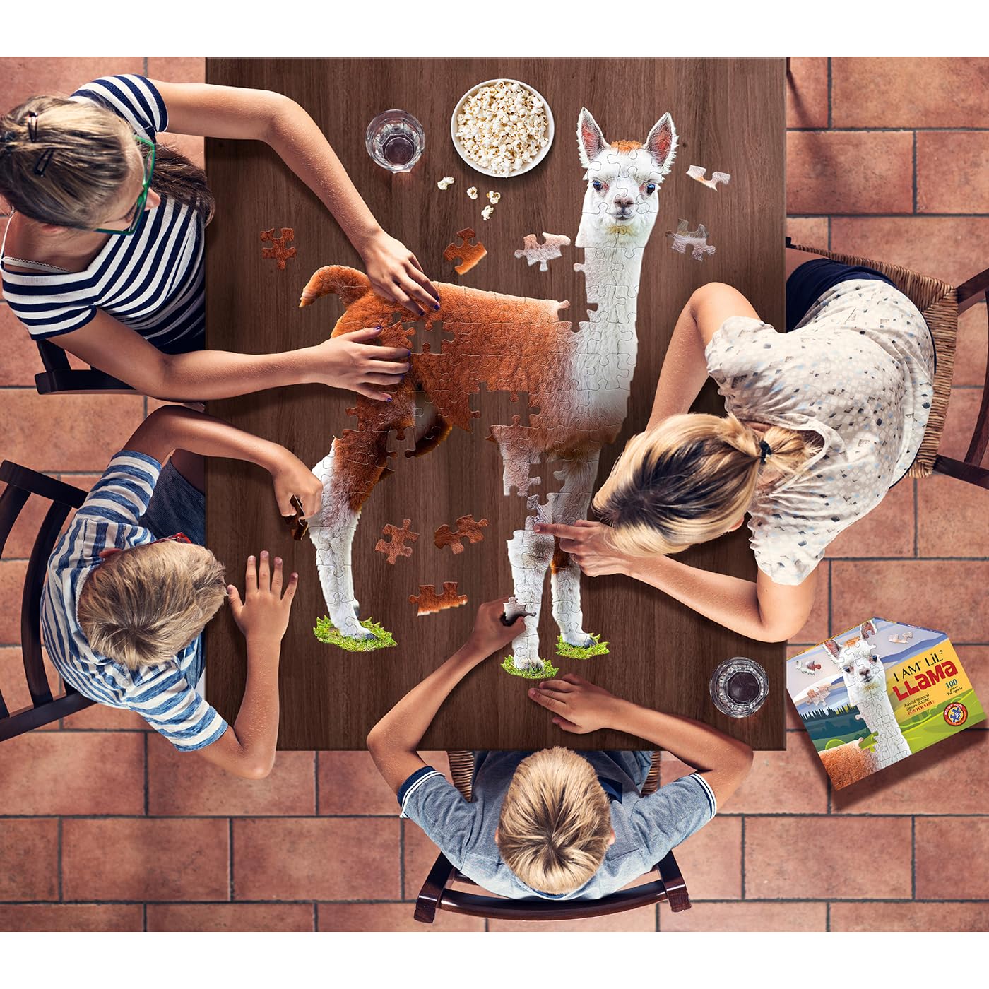 Madd Capp LiL' LLAMA 100-Piece Animal-Shaped Jigsaw Puzzle – Oversized Pieces, Poster Size 22x33 inches, Ages 5+