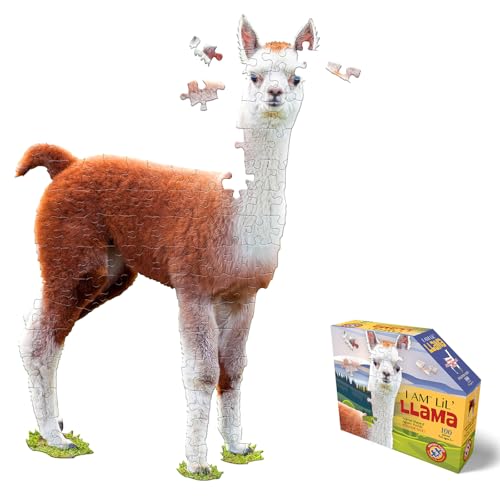 Madd Capp LiL' LLAMA 100-Piece Animal-Shaped Jigsaw Puzzle – Oversized Pieces, Poster Size 22x33 inches, Ages 5+