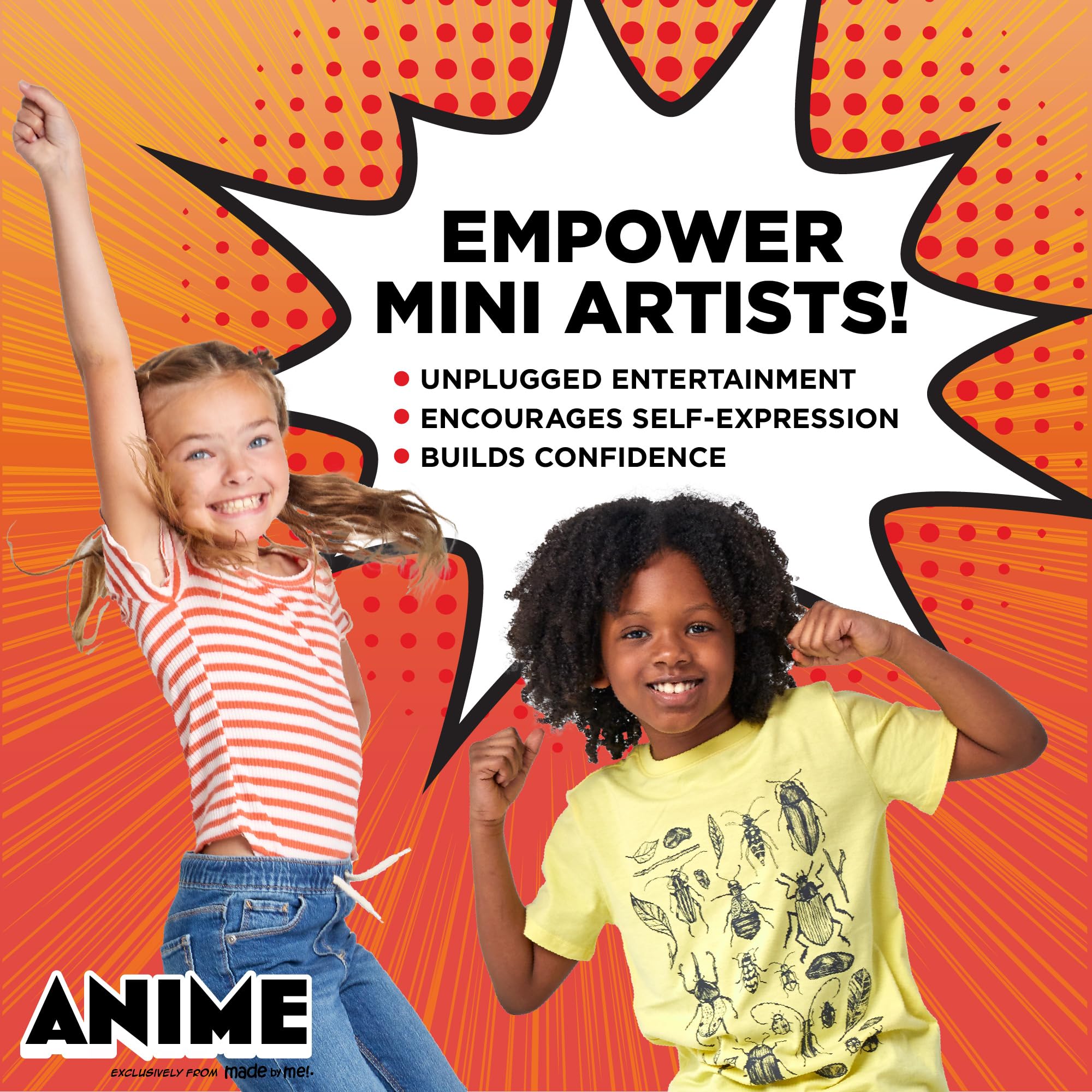 Made By Me Anime Artist Pad – 28-Page Manga Coloring Book with Colored Pencils, Stickers & Stencils
