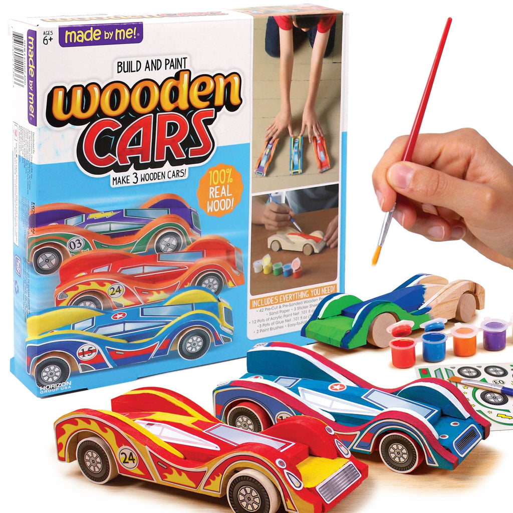 Made By Me Build & Paint Your Own Wooden Toy Cars – DIY Craft Kit for Kids Ages 7+