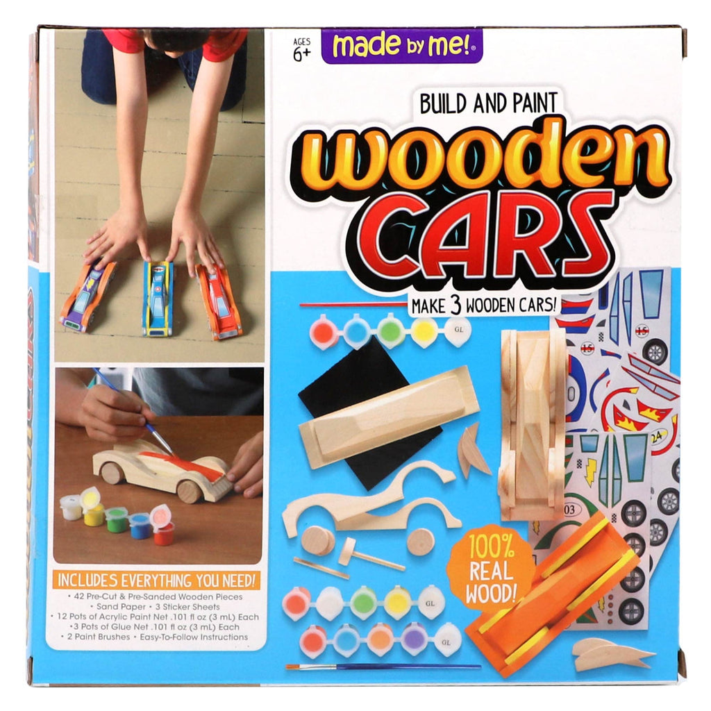 Made By Me Build & Paint Your Own Wooden Toy Cars – DIY Craft Kit for Kids Ages 7+