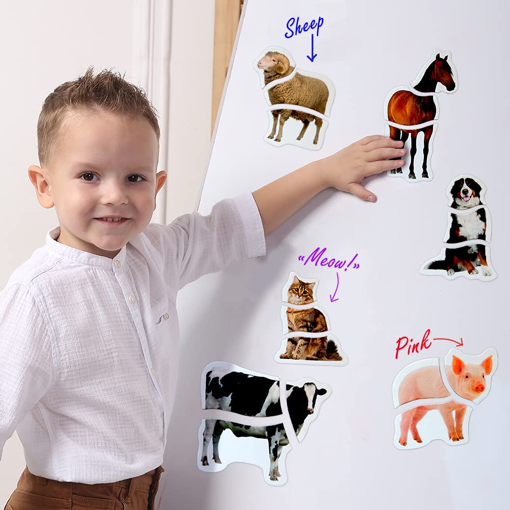 magdum Magnetic Farm Puzzle for Toddlers – 6 Large Animal Puzzles (18 Pieces) for Fridge or Travel