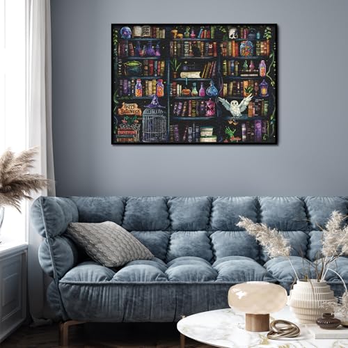 Magic Book Library 1000-Piece Halloween Puzzle – Spooky Bookshelf Jigsaw for Adults