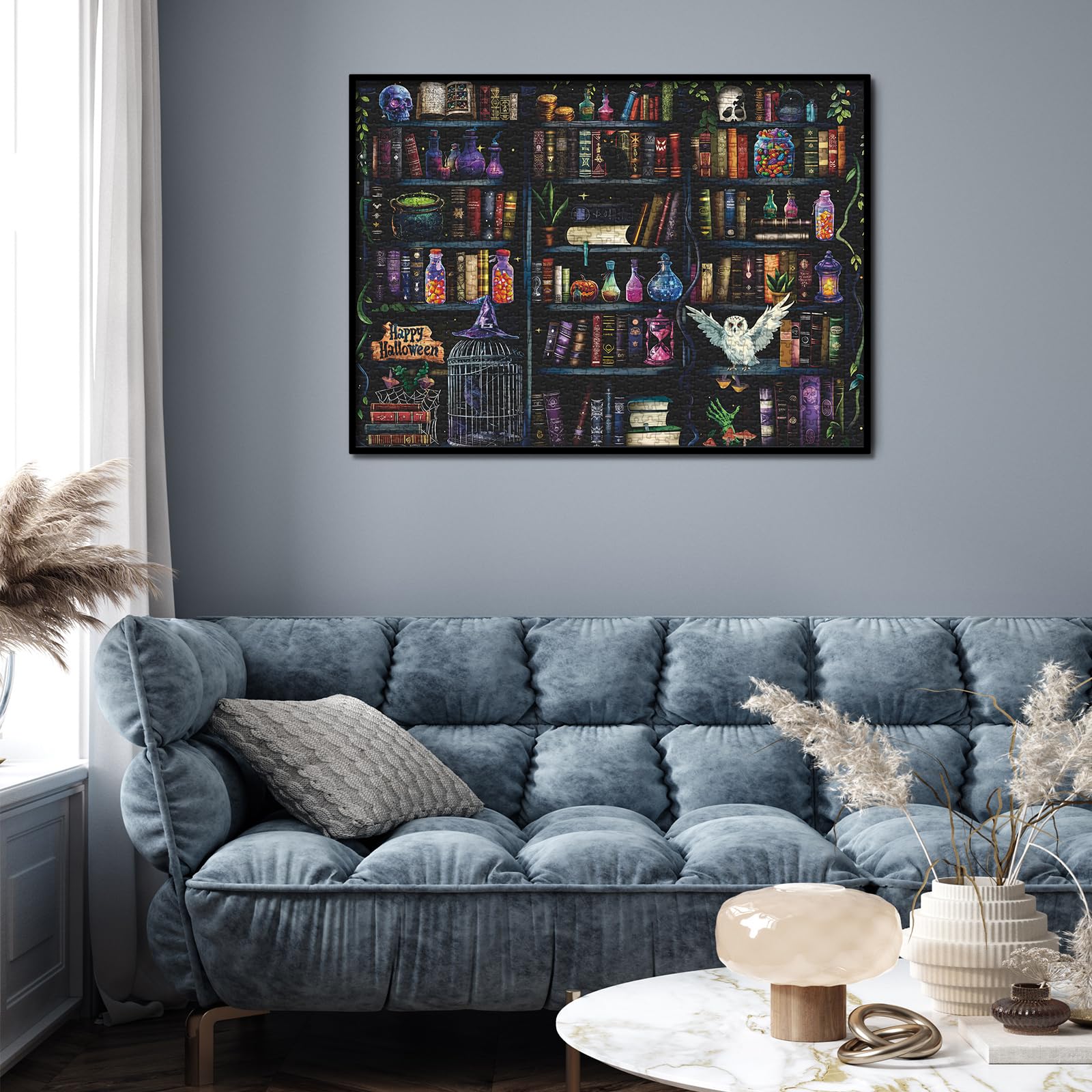 Magic Book Library 1000-Piece Halloween Puzzle – Spooky Bookshelf Jigsaw for Adults