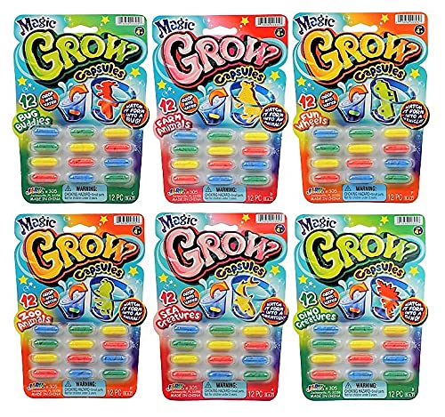 Magic Grow Capsules (72 Count) – Water Expanding Sea Creatures, Dinosaurs, Farm Animals by JA-RU