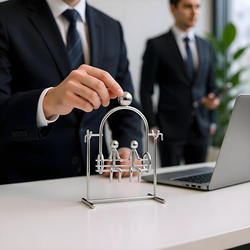 MagicTech Steel Balance Toy Kinetic Art Desk Decor - Stainless Steel Pendulum Physics Toy, Stress Relief