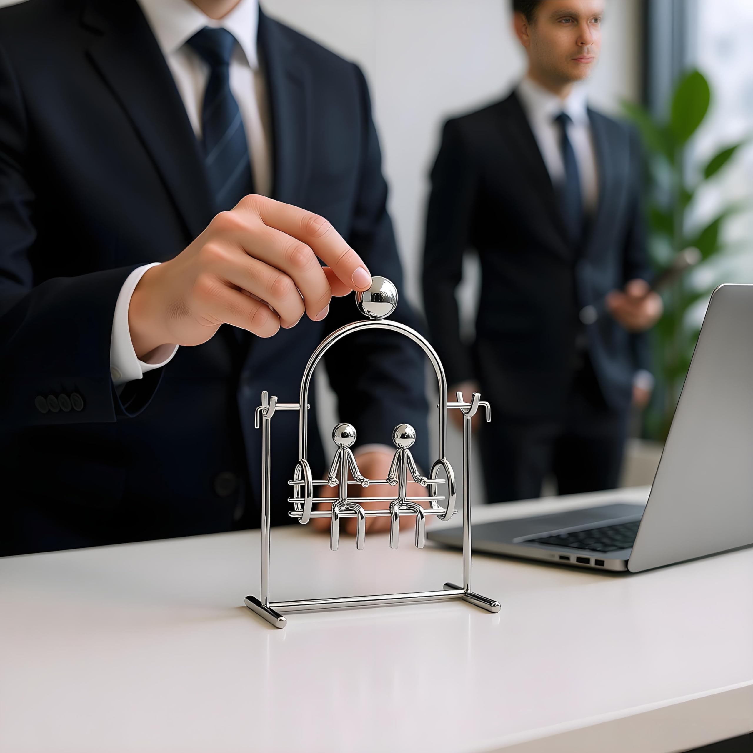 MagicTech Steel Balance Toy Kinetic Art Desk Decor - Stainless Steel Pendulum Physics Toy, Stress Relief
