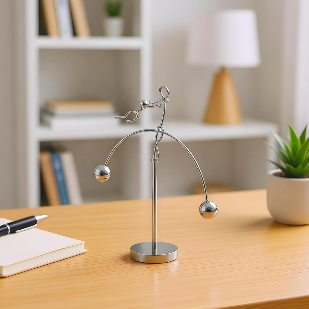 MagicTech Steel Balance Toy – Kinetic Desk Sculpture with Perpetual Motion (2-3 Minutes)