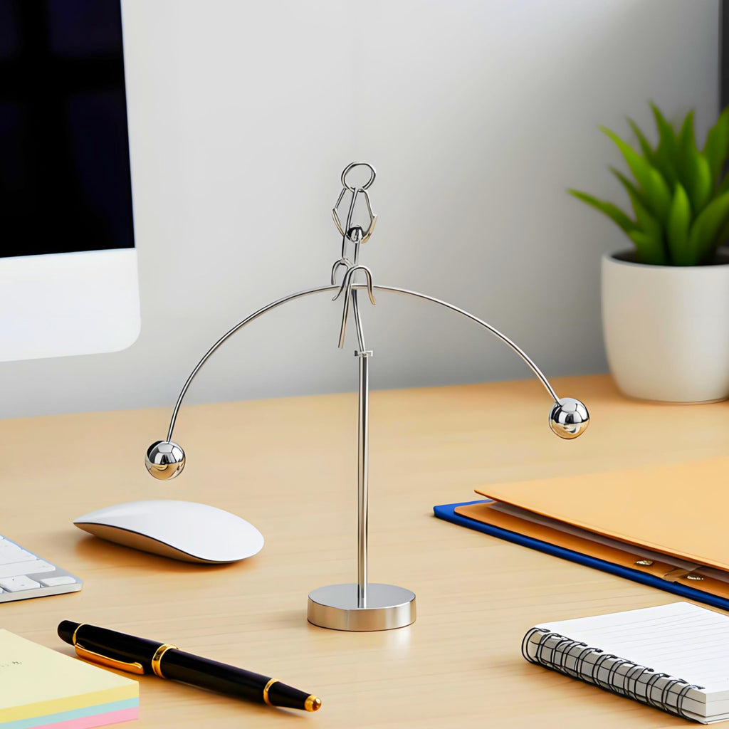 MagicTech Steel Balance Toy – Kinetic Desk Sculpture with Perpetual Motion (2-3 Minutes)