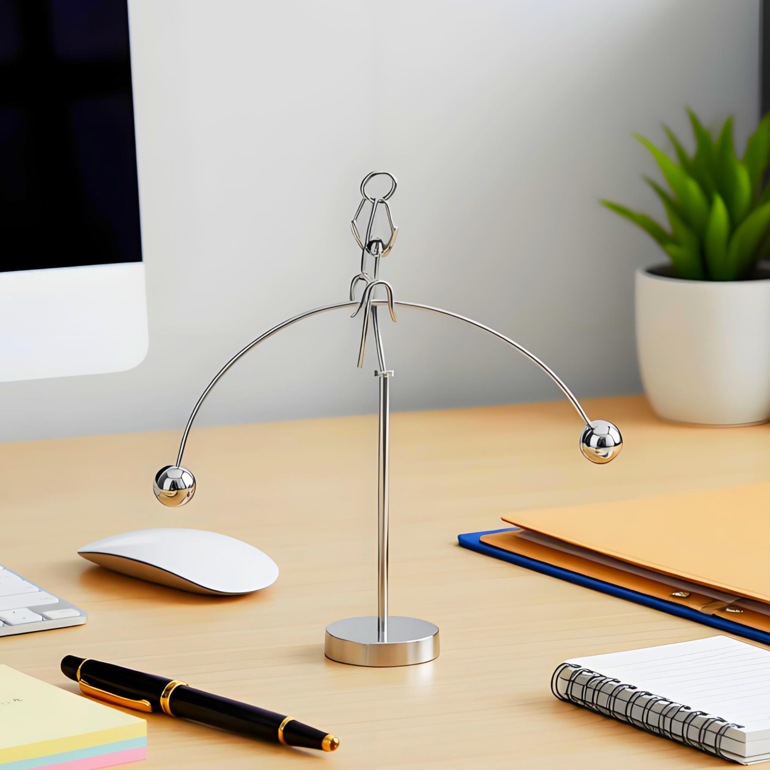 MagicTech Steel Balance Toy – Kinetic Desk Sculpture with Perpetual Motion (2-3 Minutes)