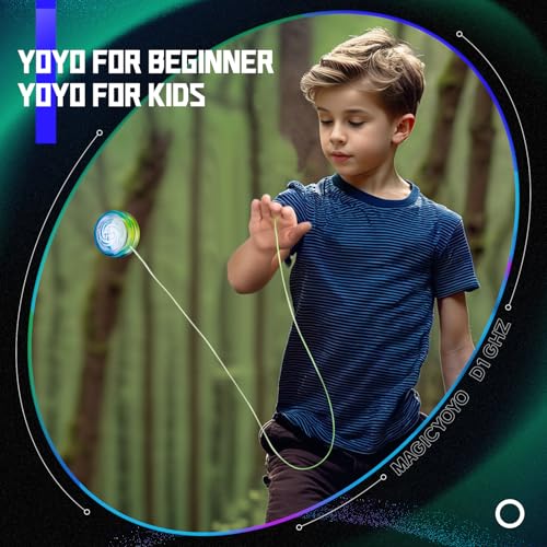 MAGICYOYO D1 CHZ Responsive Looping Yoyo for Beginners – Durable PC Plastic 2A Yoyo with Starburst Return, Blue-Yellow Gradient, 6 Extra Strings