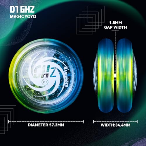 MAGICYOYO D1 CHZ Responsive Looping Yoyo for Beginners – Durable PC Plastic 2A Yoyo with Starburst Return, Blue-Yellow Gradient, 6 Extra Strings