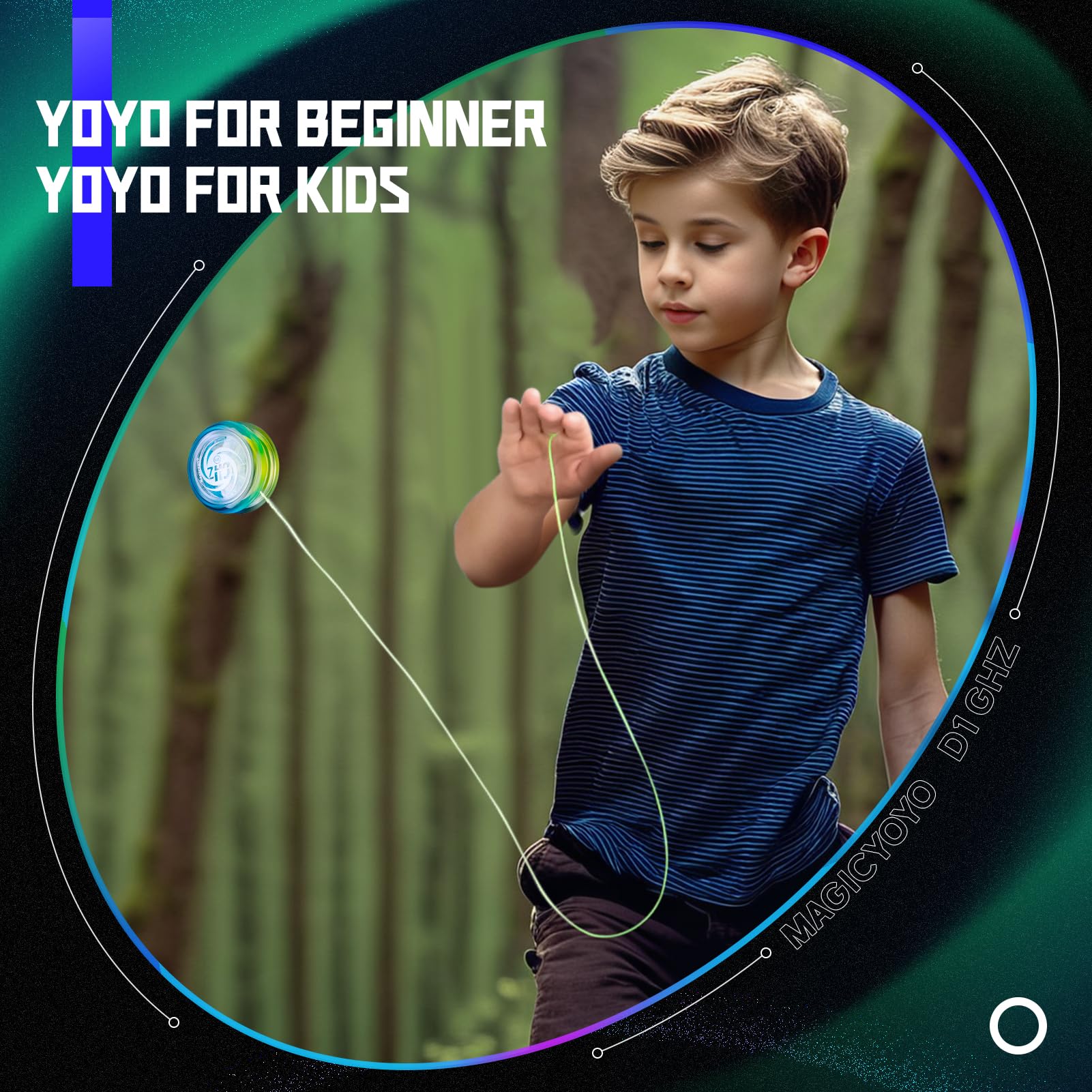 MAGICYOYO D1 CHZ Responsive Looping Yoyo for Beginners – Durable PC Plastic 2A Yoyo with Starburst Return, Blue-Yellow Gradient, 6 Extra Strings