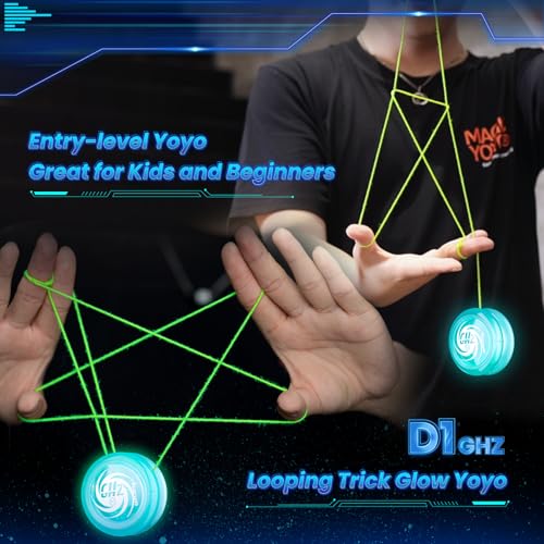 MAGICYOYO D1 GHZ Glow-in-the-Dark Looping Yoyo - Responsive Auto-Return for Beginners – Includes 6 Strings