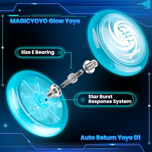 MAGICYOYO D1 GHZ Glow-in-the-Dark Looping Yoyo - Responsive Auto-Return for Beginners – Includes 6 Strings