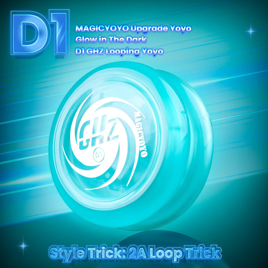 MAGICYOYO D1 GHZ Glow-in-the-Dark Looping Yoyo - Responsive Auto-Return for Beginners – Includes 6 Strings