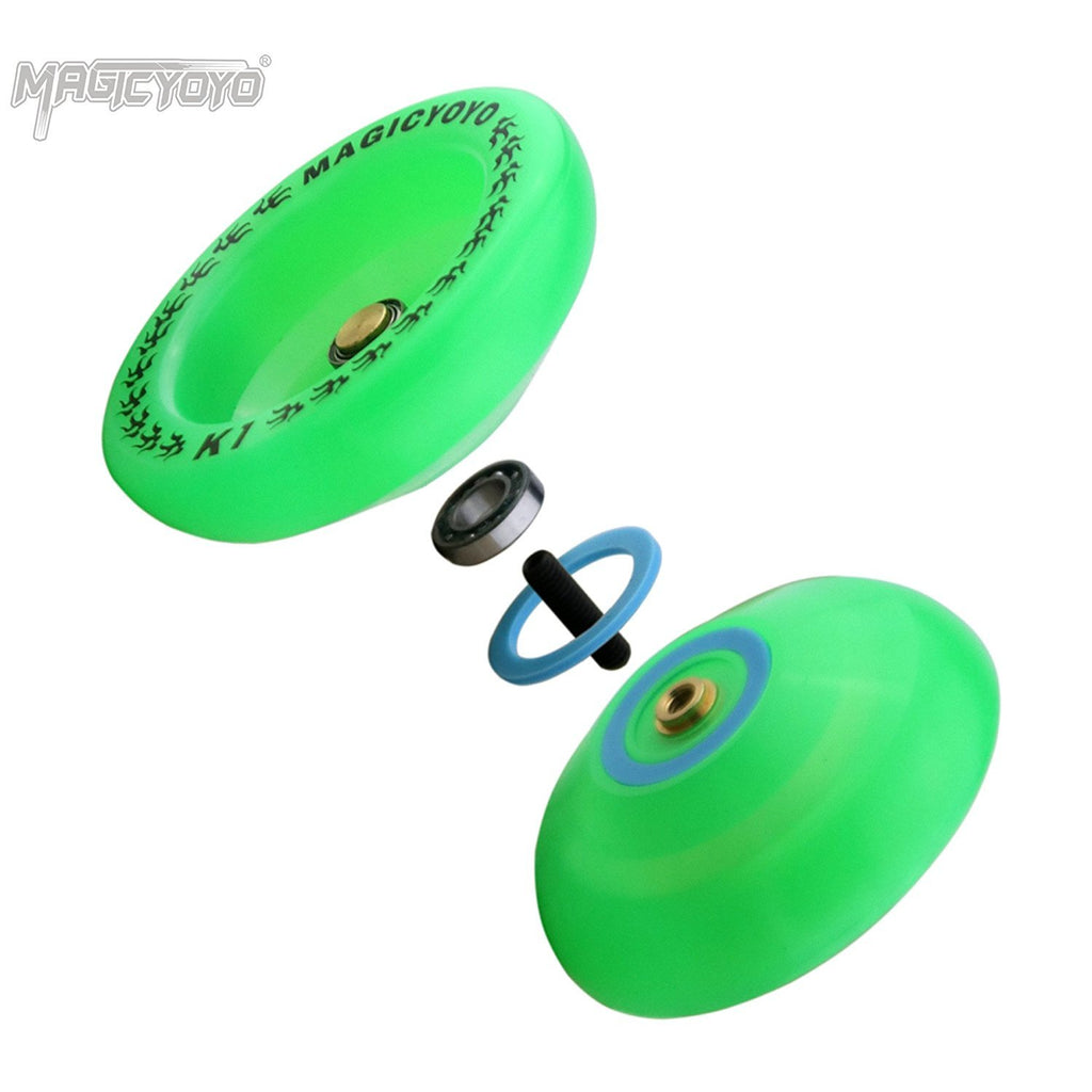 MAGICYOYO K1 Glow-in-the-Dark Responsive Yoyo for Beginners – Green with Accessories Kit