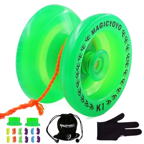 MAGICYOYO K1 Glow-in-the-Dark Responsive Yoyo for Beginners – Green with Accessories Kit