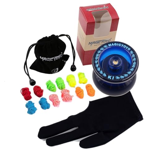 MAGICYOYO K1 Responsive Yoyo – Navy Blue, ABS Plastic, with 5 Strings, Bag, Glove, Hubstacks for Beginners & Intermediate