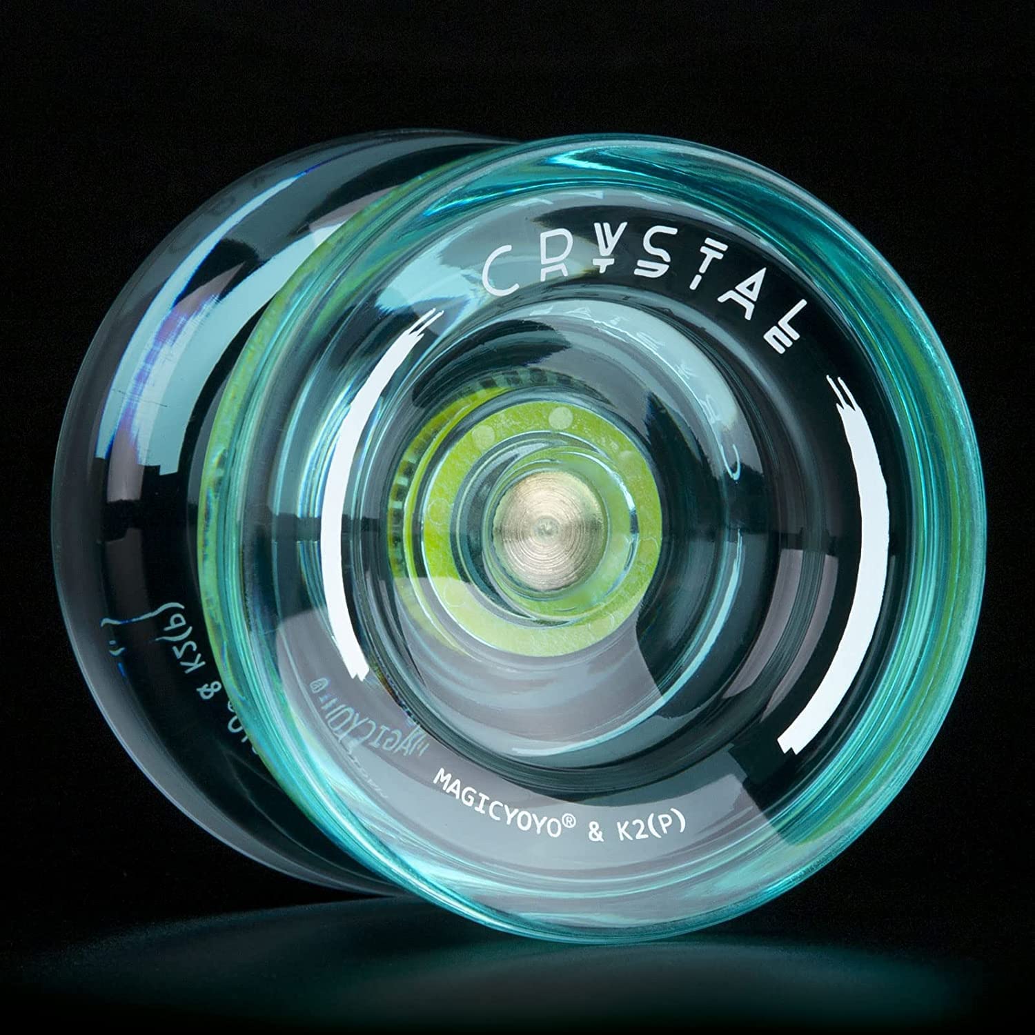 MAGICYOYO K2 Crystal Finger Spin Yoyo - Responsive Beginner Yo-yo for Kids 8-12, Durable PC Plastic with 12 Strings, Glove & Bag (Crystal Green)