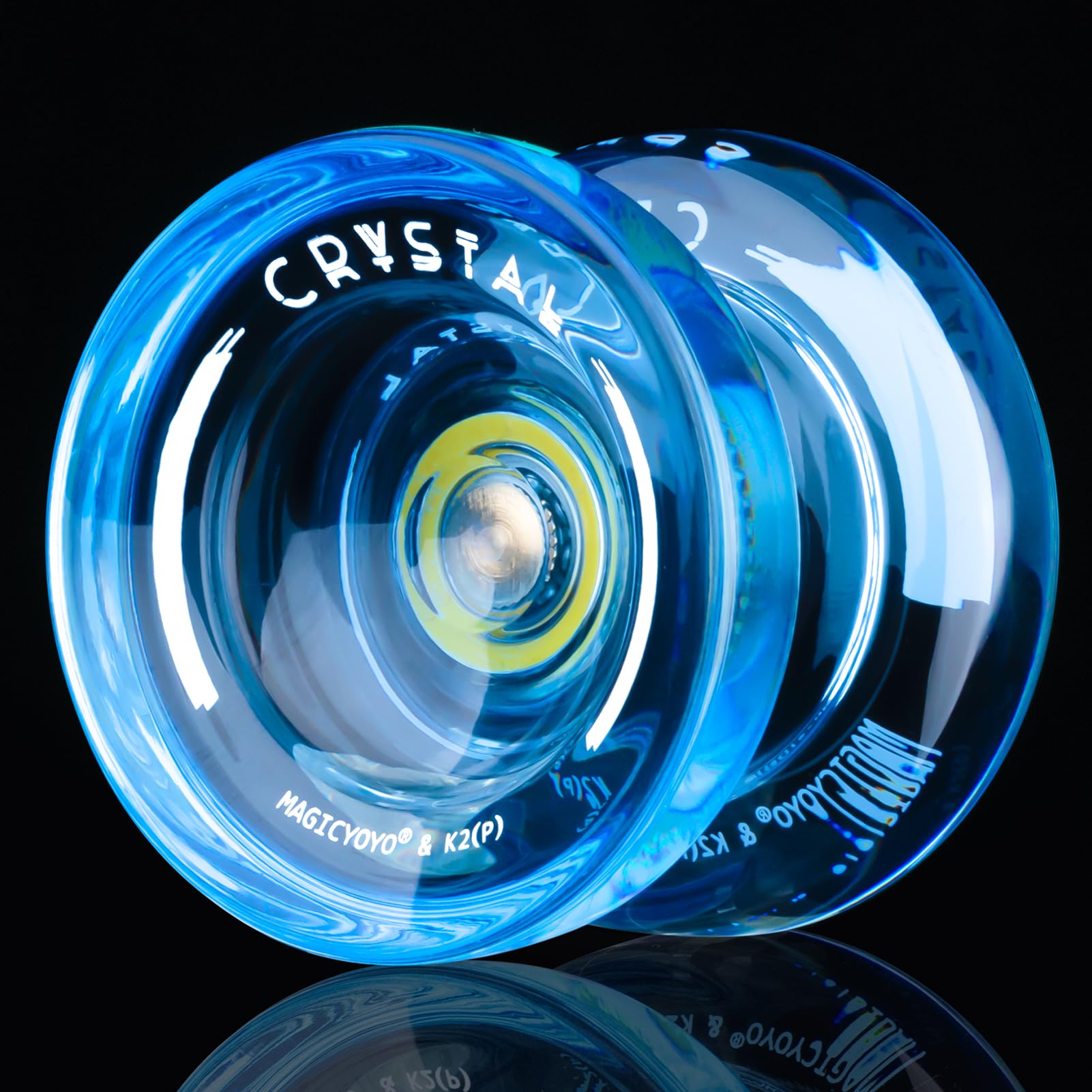 MAGICYOYO K2 Crystal Yoyo for Kids & Beginners – Durable PC Plastic, Finger Spin Hub, Responsive, 12 Strings, Glove & Bag (Crystal Blue)