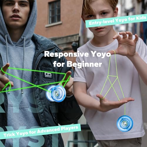 MAGICYOYO K2 Crystal Yoyo for Kids & Beginners – Durable PC Plastic, Finger Spin Hub, Responsive, 12 Strings, Glove & Bag (Crystal Blue)