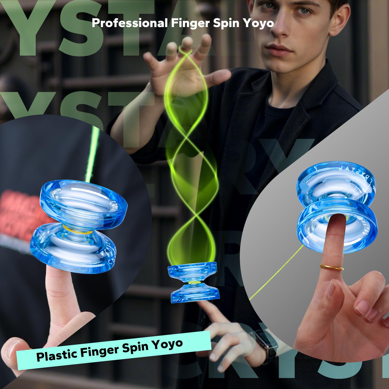 MAGICYOYO K2 Crystal Yoyo for Kids & Beginners – Durable PC Plastic, Finger Spin Hub, Responsive, 12 Strings, Glove & Bag (Crystal Blue)